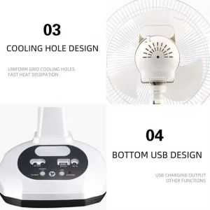 18W Solar Rechargeable Fan Solar AC DC Fan With Led Light For Home