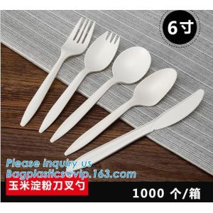 wholesale Biodegradable cPLA plastic white cutlery set,Eco-friendly Disposable
