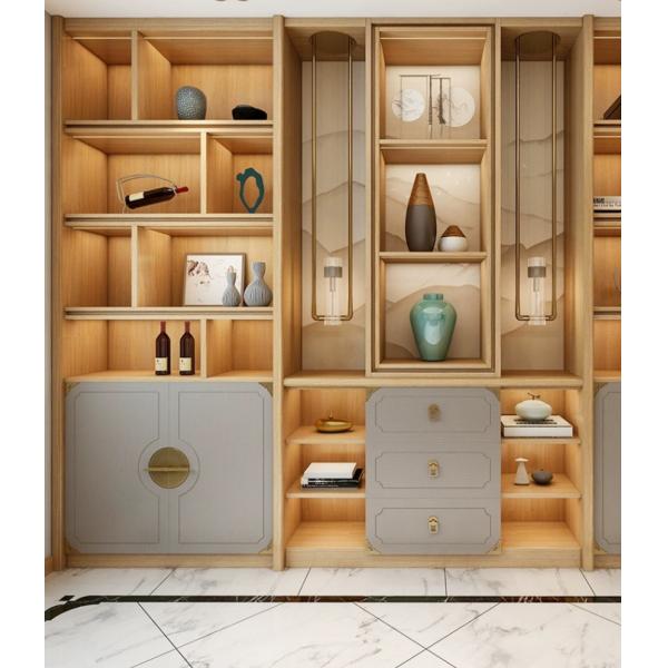 Ash wood corner bedroom bookshelf front view