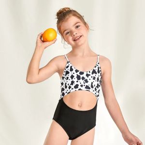 Stitching One Piece Girl Swim Suits Comfortable Backless