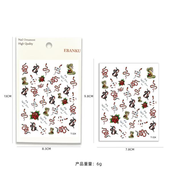Style Plastic 2D Japanese Diablo Snake Nail Stickers Cartoon Pattern Adhesive Backing