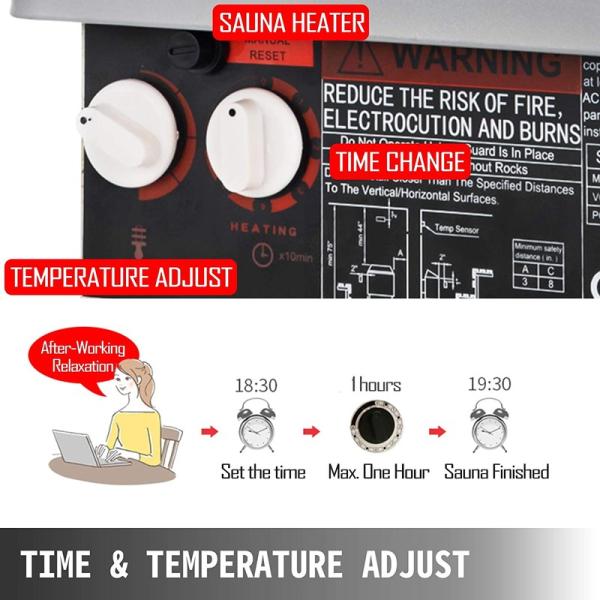 Modern Electric Sauna Heater Stove Dry Steam Bath with Internal Controller Spa Shower for Home Hotel Stainless Steel Sauna Room