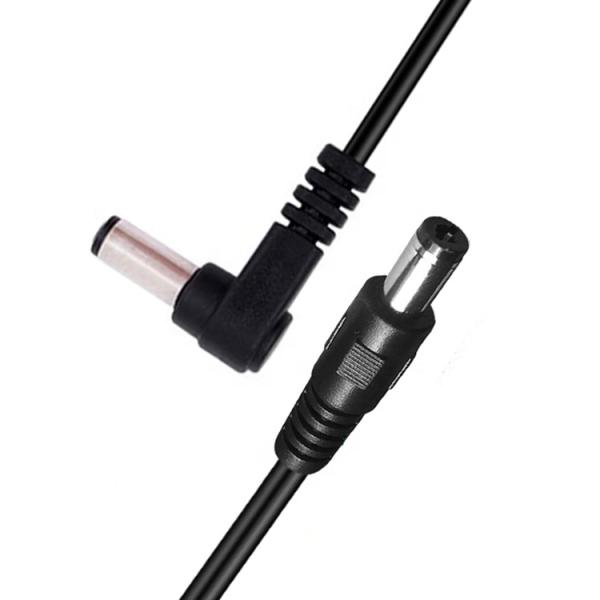 90 Degree Right Angle Male to Straight Male 5.5x2.1mm Barrel Jack DC Power Extension Cable