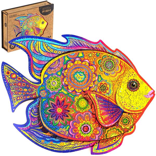 Buy Eco Friendly Magic Animal Wooden Jigsaw Puzzles Shining Fish at wholesale prices