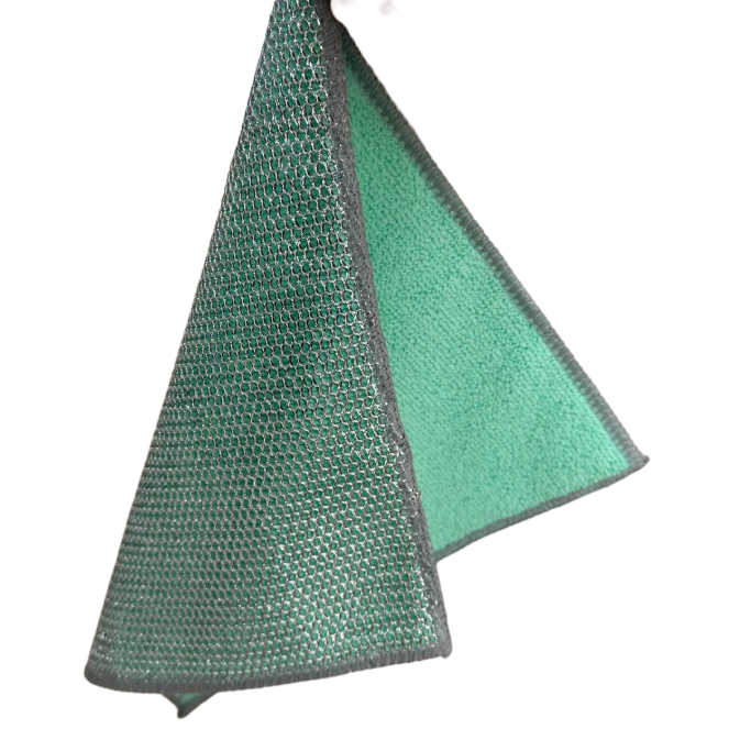 Dual-Sided Dishcloth with Steel Wire and Non-Stick Polyester