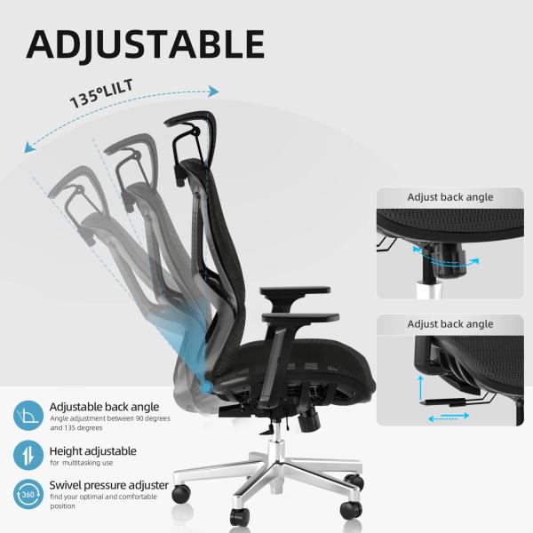 3 Gas Lift Ergonomic High Back Office Chair with Dynamic Seat Design Style Modern