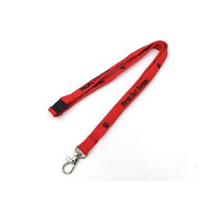 Popular Red Custom Tubular Lanyards Polyester Material Silkscreen Printing Logo