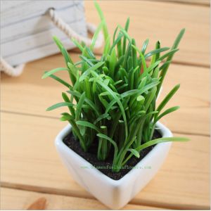 Potted artificial grass bonsai