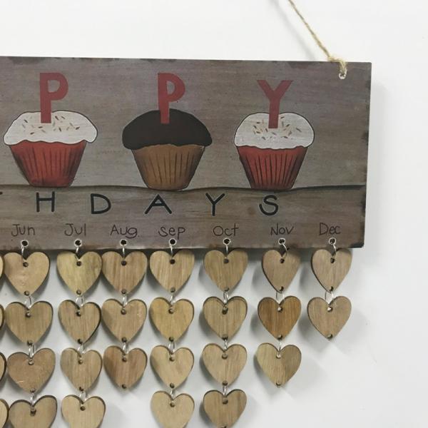 Family Birthday Calendar Board DIY Wooden Birthday Reminder Wall Hanging Calendar Plaque for Mom Dad with 100 Piece Wooden Discs