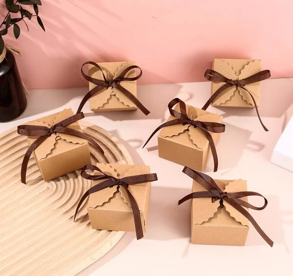 ribbon closure kraft flat pack gift box