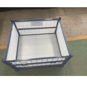 Powder Coating Foldable Collapsible Pallet Cage With Wheels And Handles