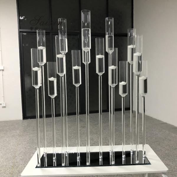 Taper Crystal Glass Candlestick Holders Set Of 2 15 Branches Hurricane For Water