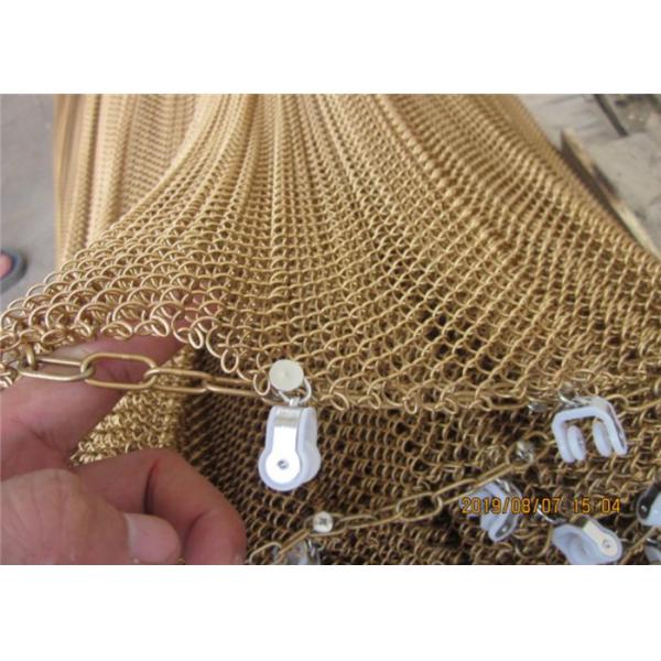 Durability Aperture Decorative Metal Mesh Drapery Aluminum Coil Mesh In Golden