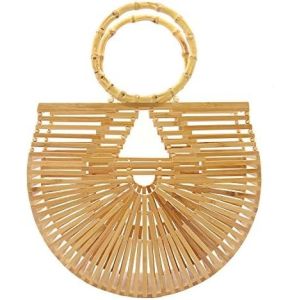 Miuco Womens Bamboo Handbags Handmade Purses Tote Bag