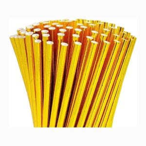 OEM ODM Rose Gold Striped Straws , Recyclable Craft Paper Straws