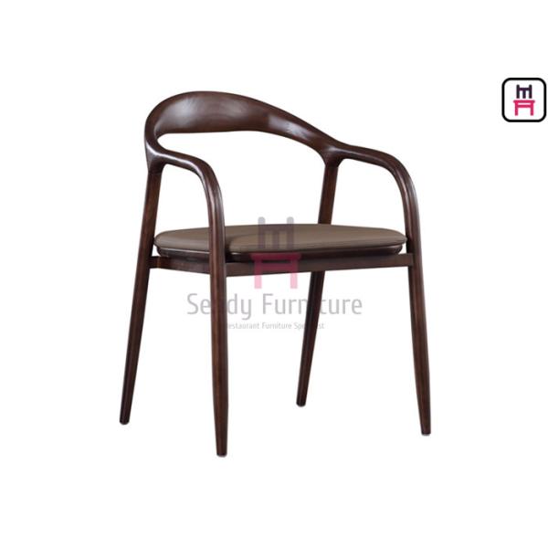 Buy No Foldable PU Leather Ash Wood Dining Chair With Armrests at wholesale prices