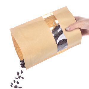 Food Grade Kraft Paper Bag With Clear Window / Mylay Bag For Bean , Candy ,