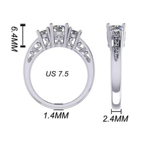 0.8ct 14k Solid Gold Jewellery , Prong Setting RD5.85mm Diamond Three Stone Ring