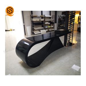 Acrylic Solid Surface Black Office Desks 100% Repairable And Renewable