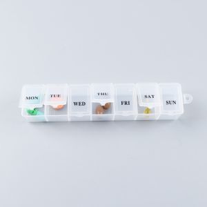 Portable 7 Day Pill Box Organizer 7 Grid Blue Whtie 7-Day Pill Box