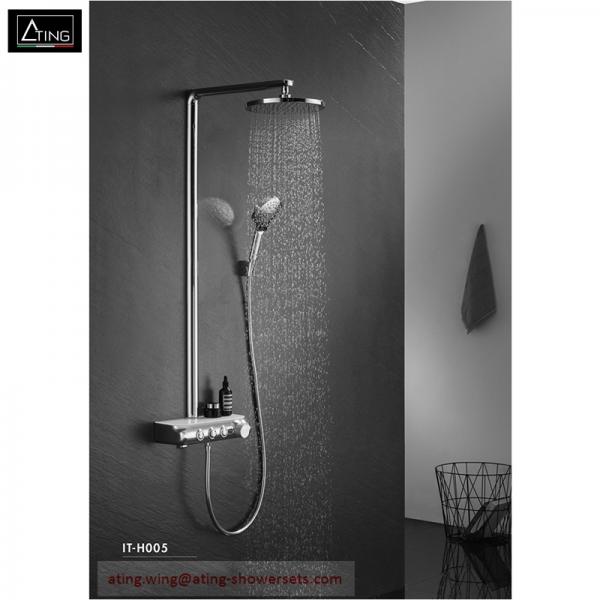 IT-H005 thermostat controlled shower valves #304 SS thermostatic bath shower set rectangle top Shower with hand shower