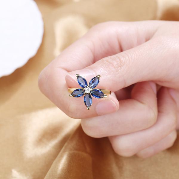 Prong Setting Antique Sapphire Wedding Ring Antiallergic