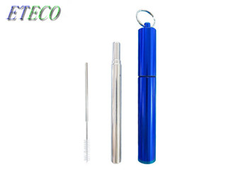 Buy Blue Personalized Stainless Steel Straws , Non Plastic Drinking Straws at wholesale prices