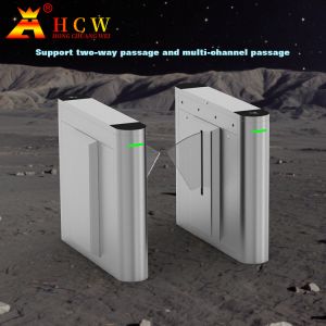 China HCW Flap Barrier Turnstile with 15mm Plexiglass Door Wings 4 Pairs Infrared Beams and ISO 9001/CE Certification for Secure Access Control on sale