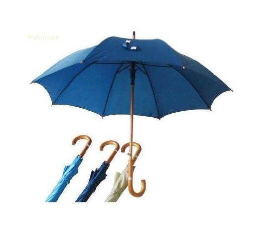 Buy Hook Handle Navy Blue Umbrella Wooden Handle Metal Frame With Fibreglass Ribs at wholesale prices