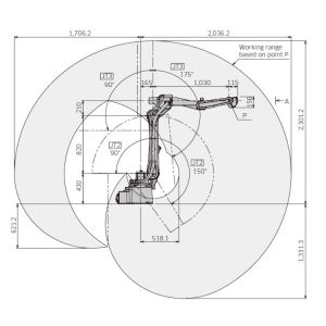 2036mm 6 Axis KAWASAKI Robot Arm , BA006L Soldering Robot Arm