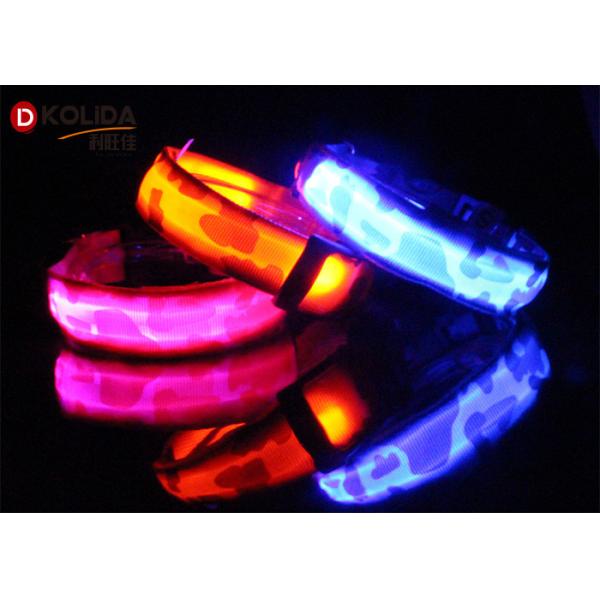 Polyster Adjustable LED Flashing Glow Petsafe Dog Collar Leopard Print Dog Collar