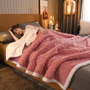 Luxury Super Thick Jacquard Plush Fleece Oversize Sherpa Bed Blanket Throw for