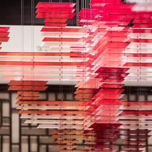 Custom Chinese Restaurant Chandelier Modern Style Creative Acrylic Square Center