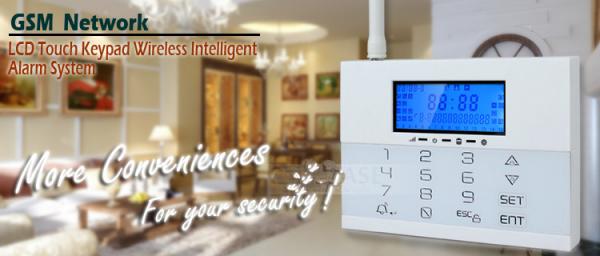 Buy LCD Icons Touch Keypad House GSM PSTN Burglar Alarm Systems with Wireless Flash Siren at wholesale prices