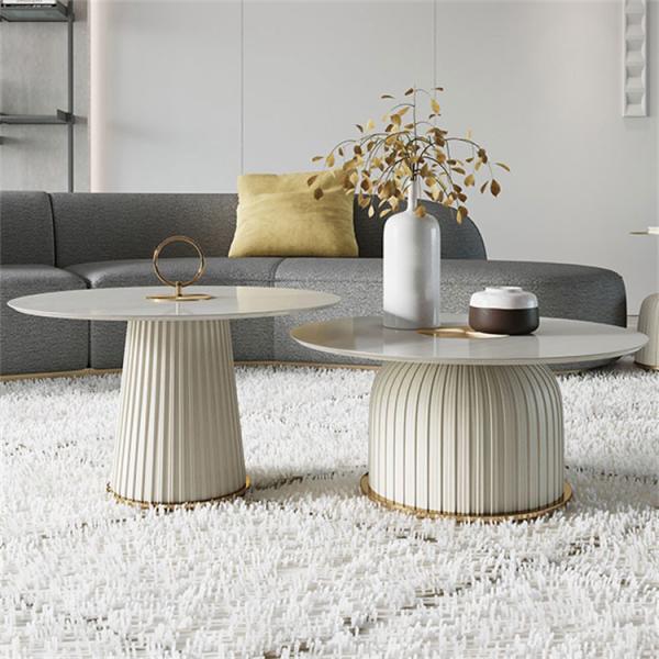 Buy Round Slate Coffee Center Table Home Light Luxury Style 80x37cm at wholesale prices