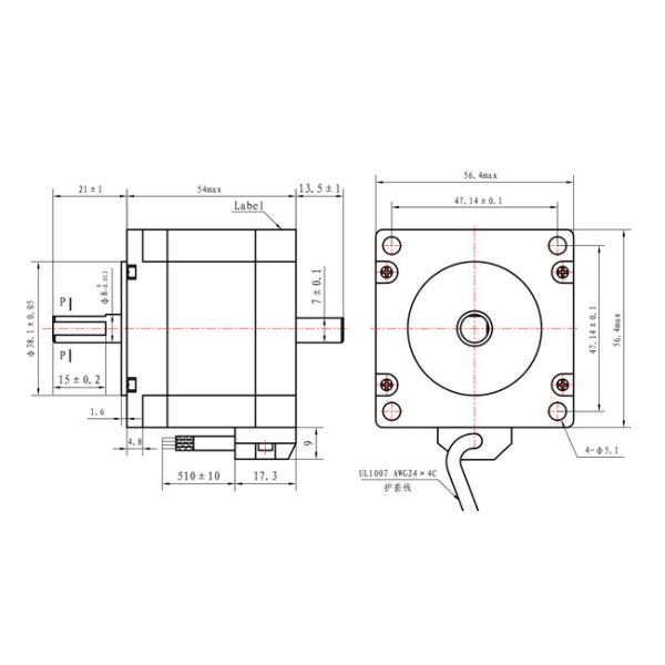 NEMA 23 Stepper Motor 54mm Body 1.26N.m 2.8A Dual Shaft For CNC