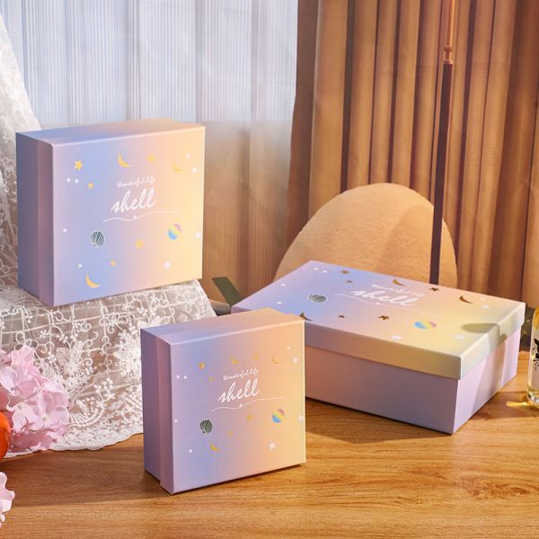 Gradient Gift Packaging Paper Box Birthday Gift Souvenir Gift Box Creative World Cover Gift Box
