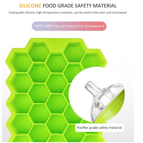 Sustainable Ice Cream Makers Hot Foldable 37-Cavity Honeycomb Silicone Ice Tray with Lid