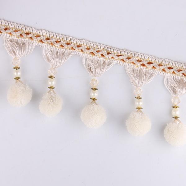 Machine producing OEM wholesale beautiful trimmings beaded pom pom fringes