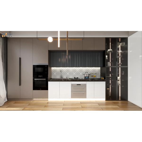 Traditional Design Waterproof Kitchen Cabinets with Radius Beveled Edge Countertop