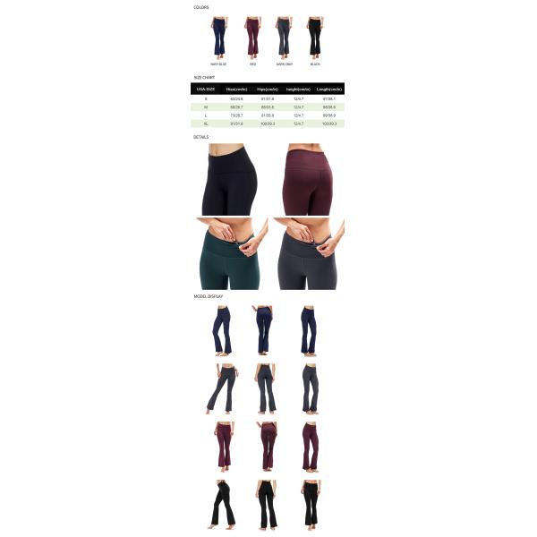 Squat Proof Bamboo Fiber Yoga Bootcut Leggings Yoga Flared Pants Tummy Control