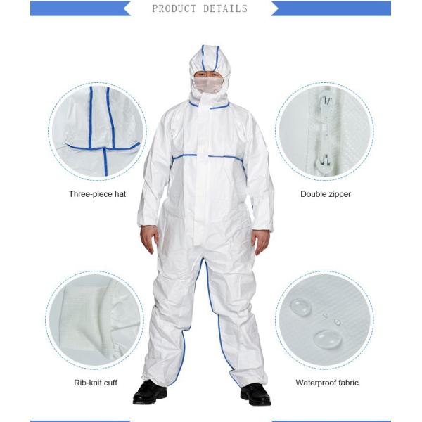 Sf Microporous Film Sms White Protective Coverall Bound Seams Taped Disposable