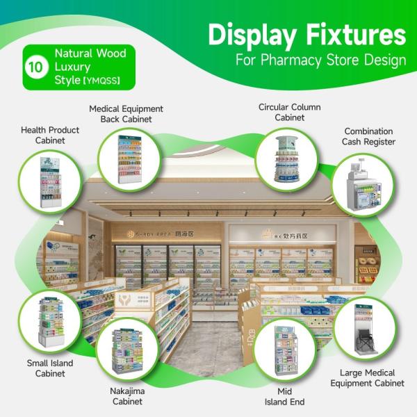 10-YMQSS Pharmacy Model Store With Natural Wood Luxury Style
