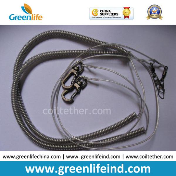 Buy Elastic Safety Lanyard Coiled Tether Strap W/Metal Snap Hooks at wholesale prices