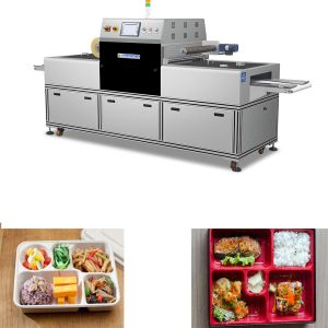 Automatic Ready Meal Packaging Machine Vacuum Stainless Steel Frame Antirust
