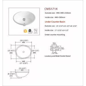 White Oval Undermount Bathroom Sinks Ada Compliant 19 Inches Underground