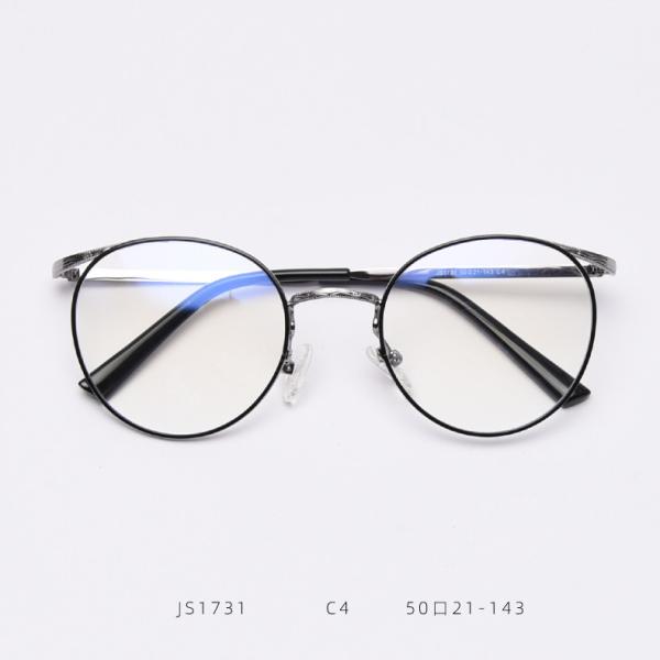 Vintage Anti Blue Light Metal Optical Round Frame Plain Lens Men Women Fashionable Computer Glasses