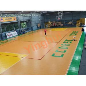 Multi Functional Sports Court Flooring Modular Plastic PP Wood Look Finished For