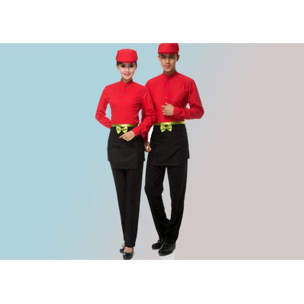 Solid Color Collar Restaurant Staff Uniform Long Sleeve With Shirt And Pants