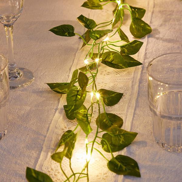 LED Solar Leaf Garland Light Outdoor Waterproof Fairy String Lights Wedding Party Christmas Garden Living Room Decor